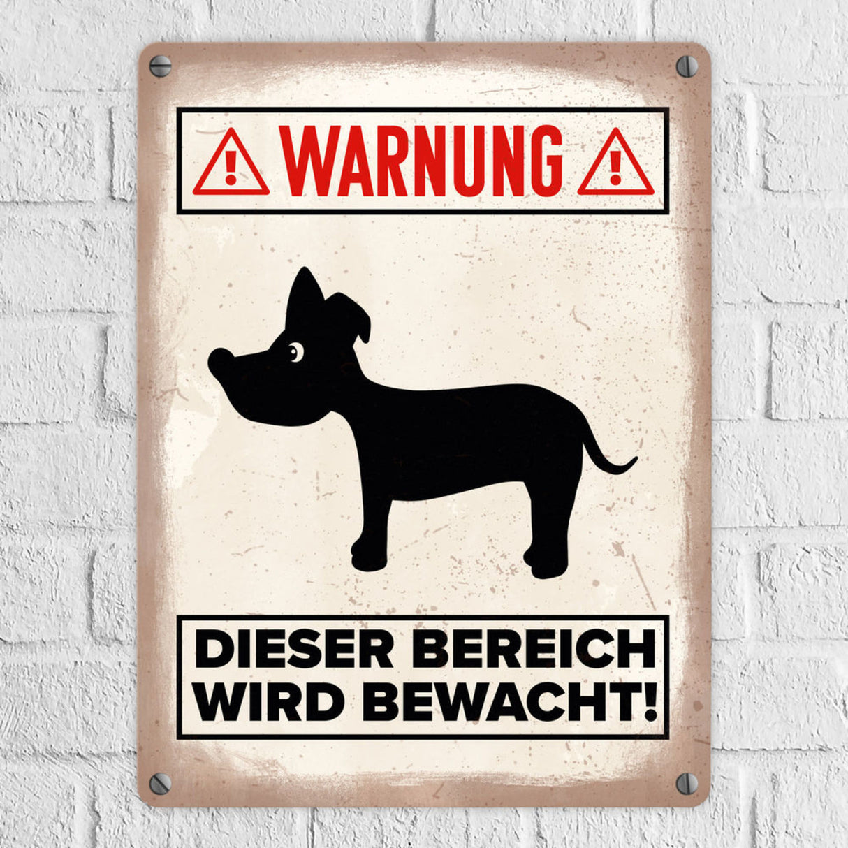 Vorsicht Hund Metallschild mit Hunde Silhouette