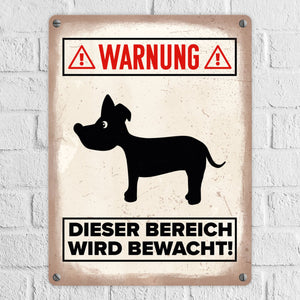 Vorsicht Hund Metallschild mit Hunde Silhouette