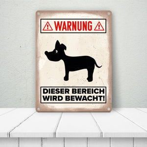 Vorsicht Hund Metallschild mit Hunde Silhouette