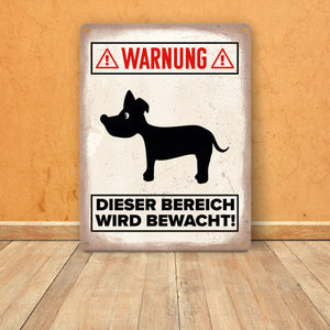 Vorsicht Hund Metallschild mit Hunde Silhouette