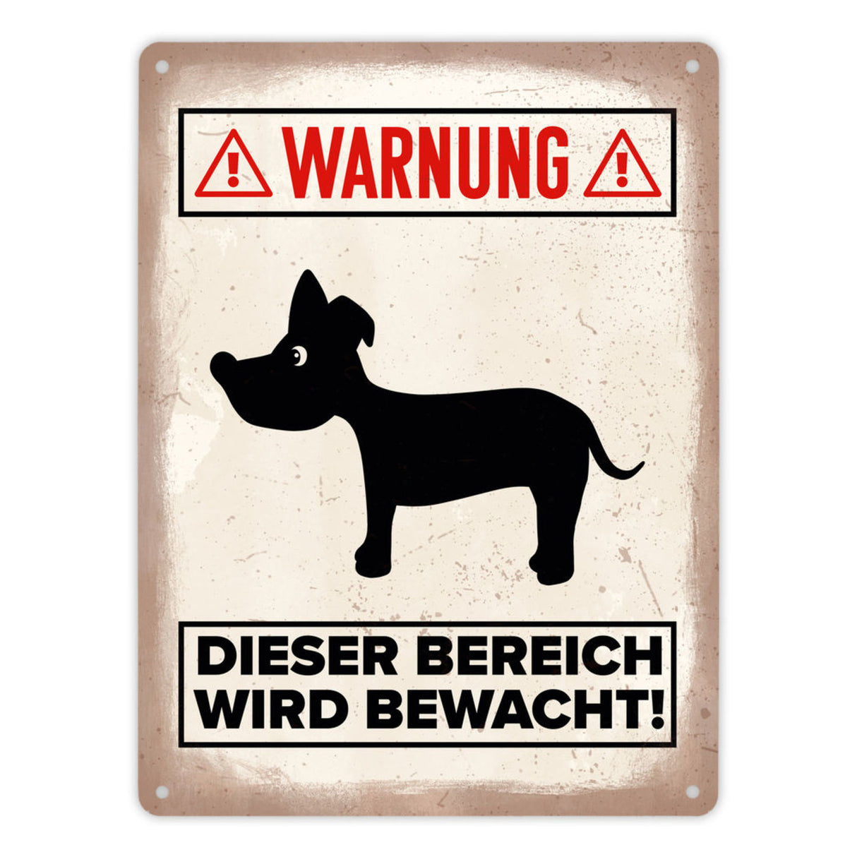 Vorsicht Hund Metallschild mit Hunde Silhouette