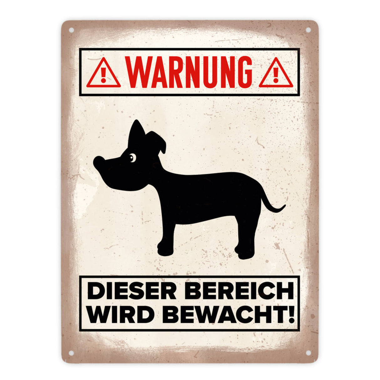 Vorsicht Hund Metallschild mit Hunde Silhouette