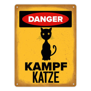 Vorsicht Katze Metallschild mit Katzen Silhouette