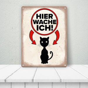 Vorsicht Katze Metallschild mit Katzen Silhouette