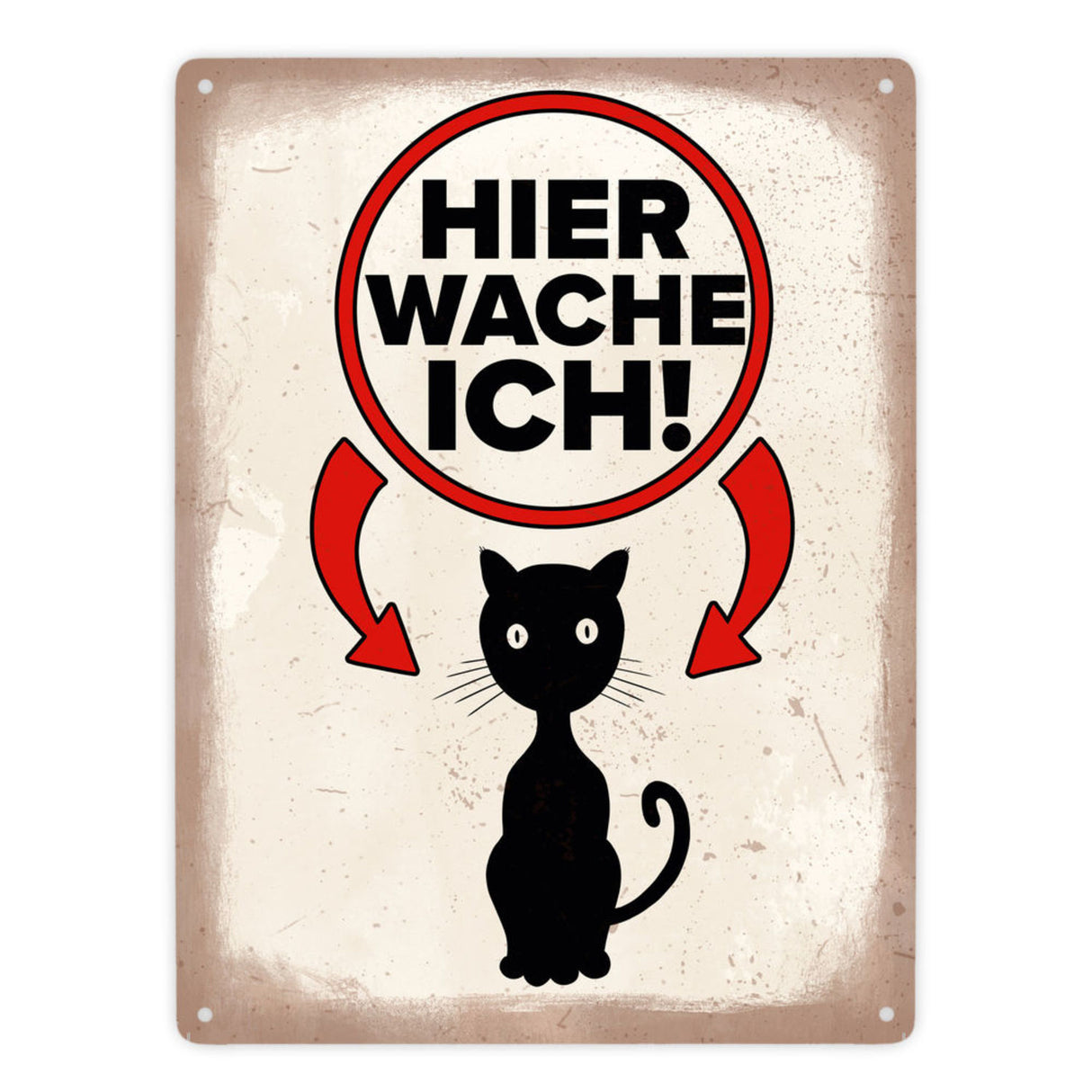 Vorsicht Katze Metallschild mit Katzen Silhouette