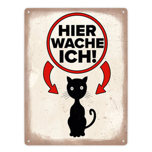 Vorsicht Katze Metallschild mit Katzen Silhouette