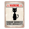 Vorsicht Katze Metallschild mit Katzen Silhouette