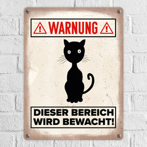 Vorsicht Katze Metallschild mit Katzen Silhouette