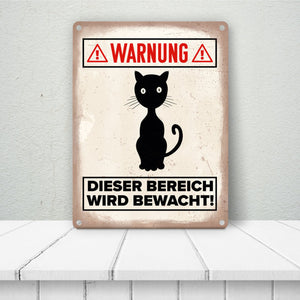 Vorsicht Katze Metallschild mit Katzen Silhouette