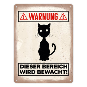Vorsicht Katze Metallschild mit Katzen Silhouette