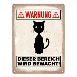 Vorsicht Katze Metallschild mit Katzen Silhouette