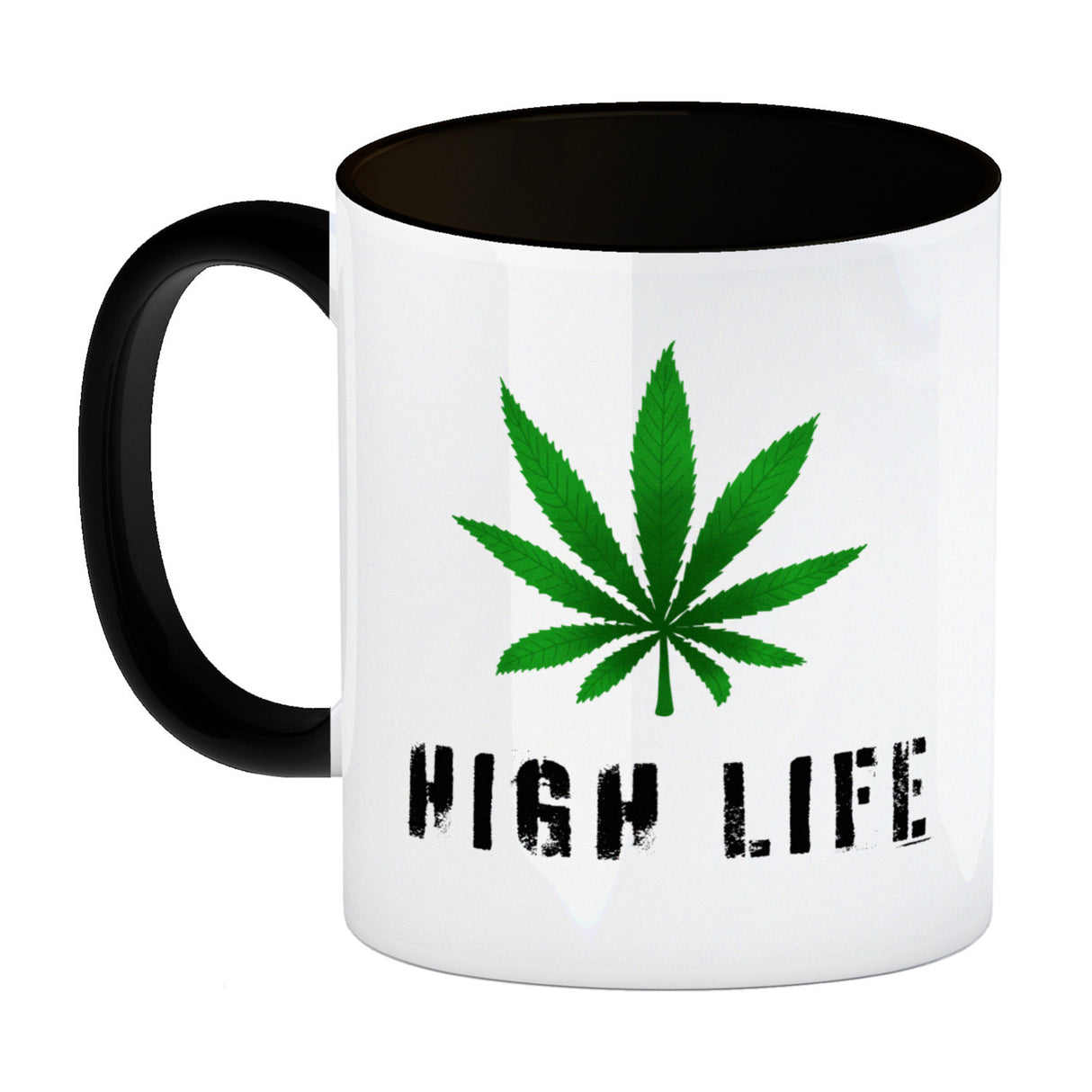 High Life Kaffeebecher mit Marihuanablatt