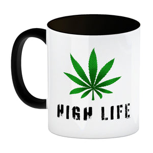 High Life Kaffeebecher mit Marihuanablatt