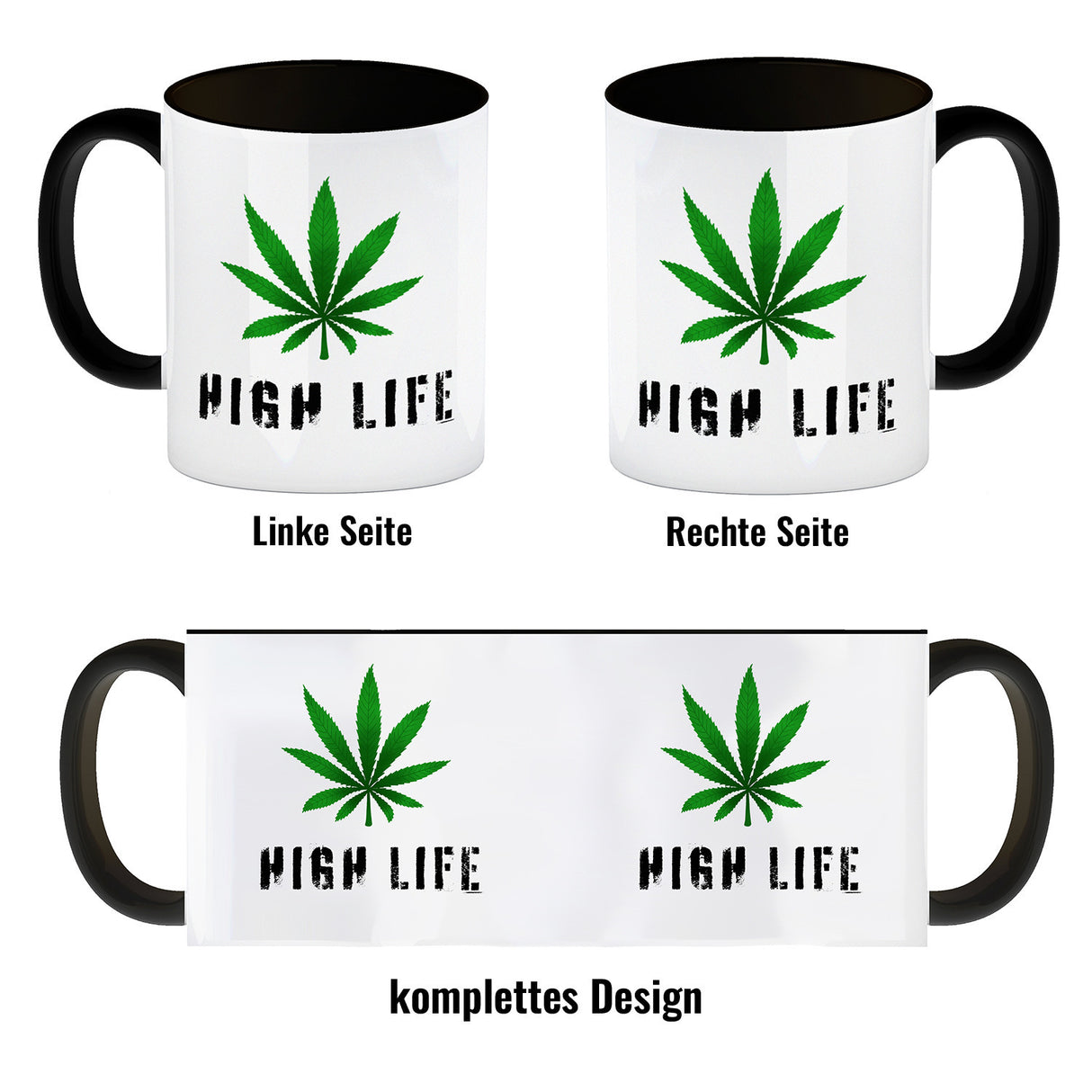 High Life Kaffeebecher mit Marihuanablatt