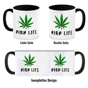 High Life Kaffeebecher mit Marihuanablatt