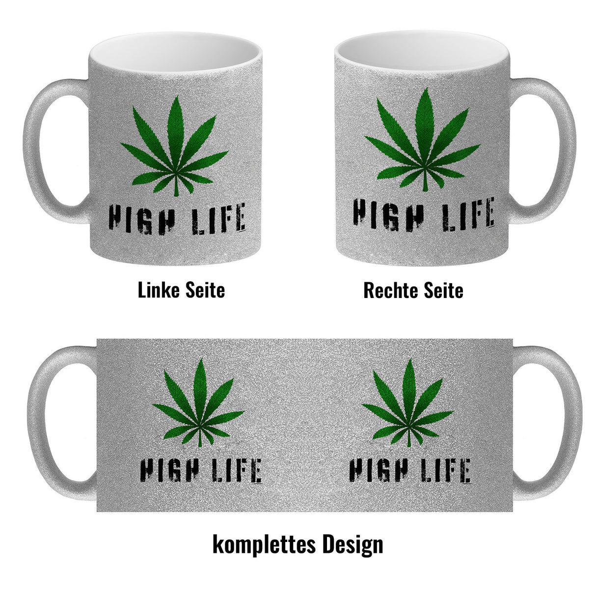 High Life Kaffeebecher mit Marihuanablatt
