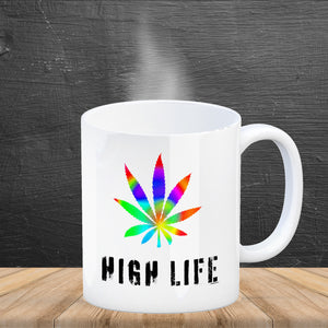 High Life Kaffeebecher mit Marihuanablatt