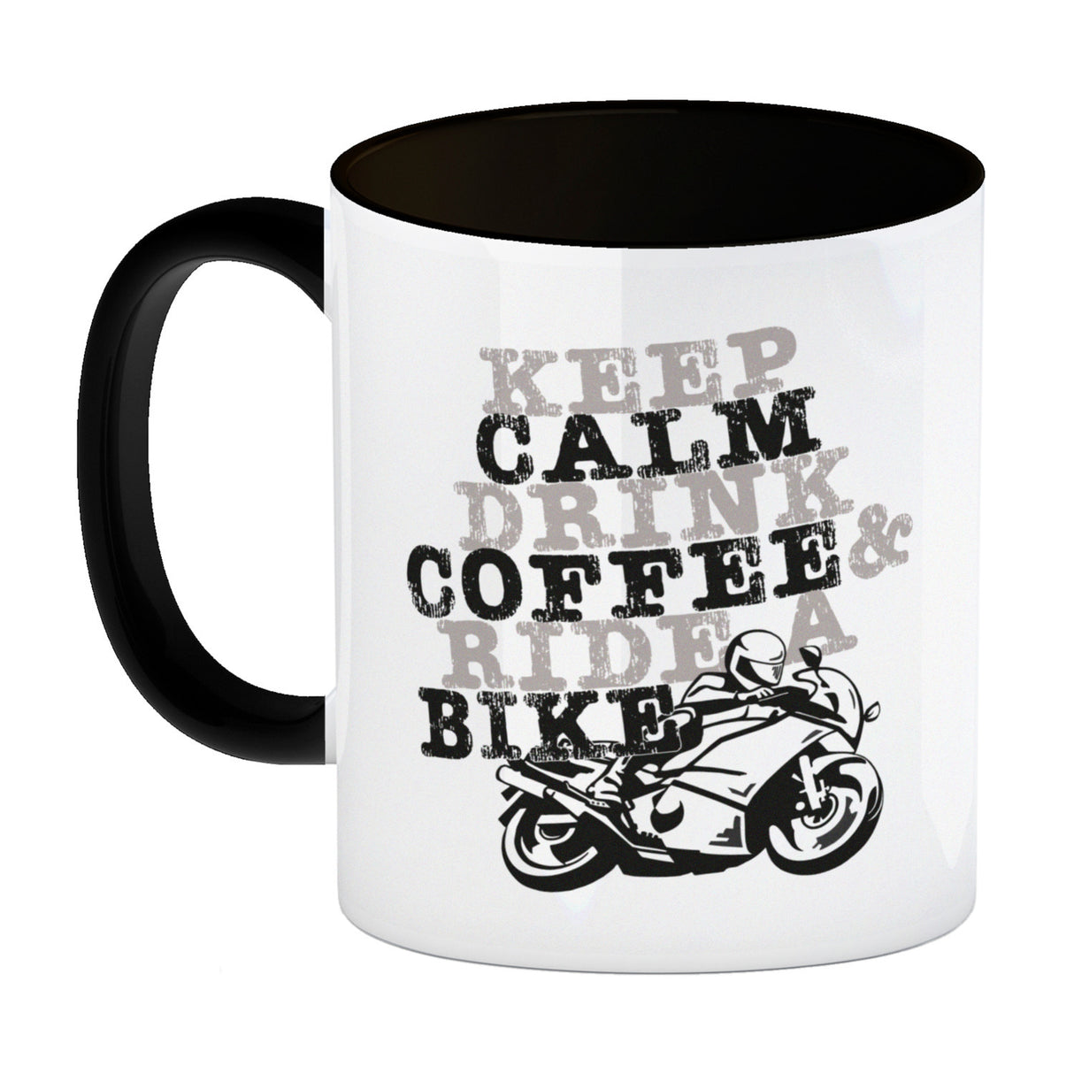 Keep calm & ride a bike Kaffeebecher zum Thema Motorrad fahren