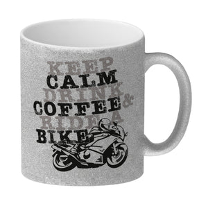 Keep calm & ride a bike Kaffeebecher zum Thema Motorrad fahren