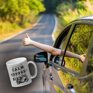 Keep calm & ride a bike Kaffeebecher zum Thema Motorrad fahren