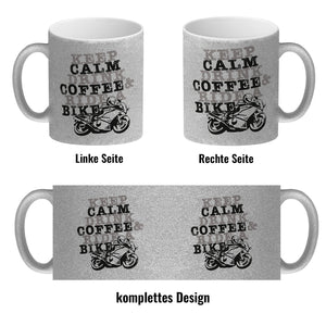 Keep calm & ride a bike Kaffeebecher zum Thema Motorrad fahren