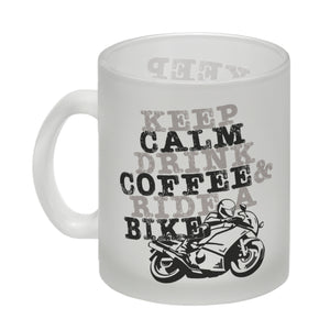 Keep calm & ride a bike Kaffeebecher zum Thema Motorrad fahren