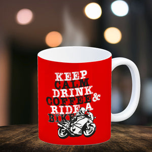 Keep calm & ride a bike Kaffeebecher zum Thema Motorrad fahren