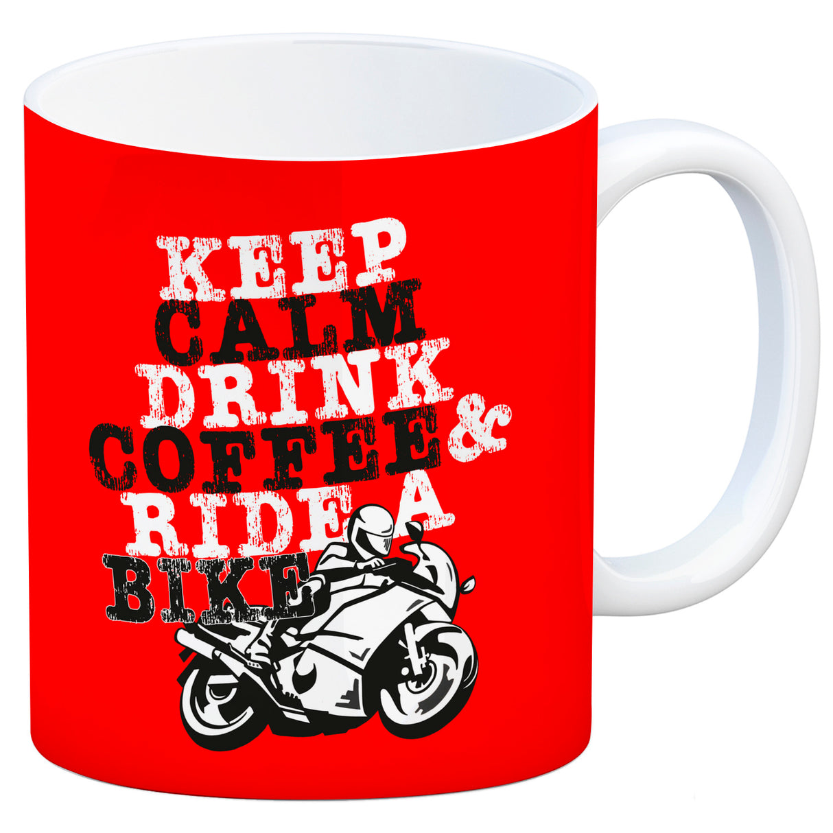 Keep calm & ride a bike Kaffeebecher zum Thema Motorrad fahren