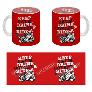 Keep calm & ride a bike Kaffeebecher zum Thema Motorrad fahren