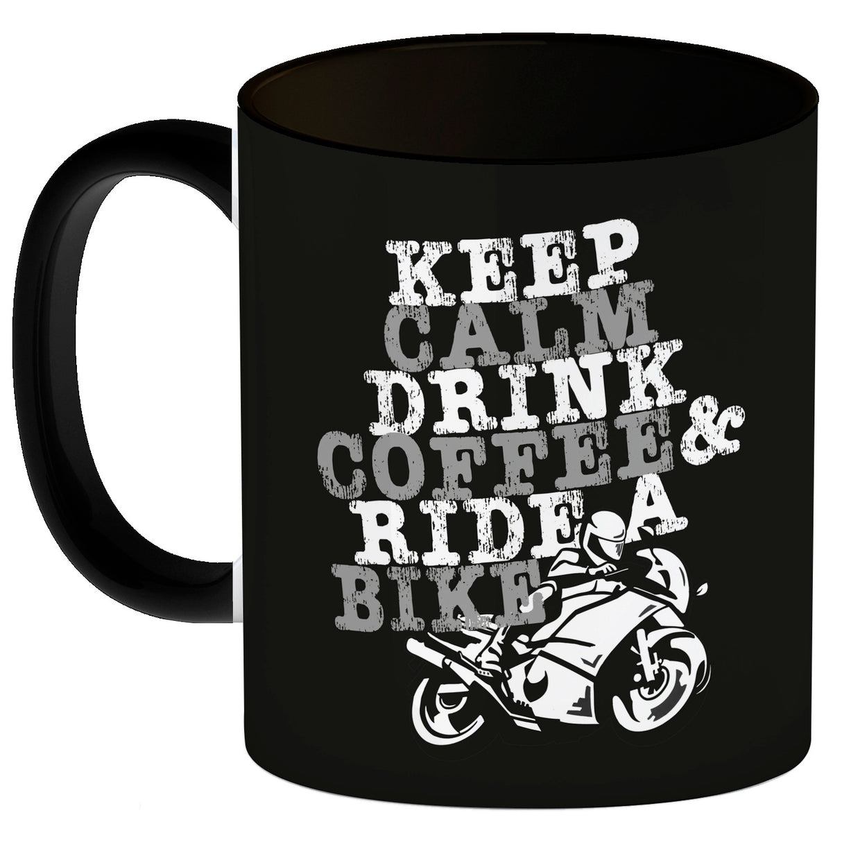Keep calm & ride a bike Kaffeebecher zum Thema Motorrad fahren