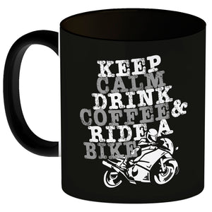 Keep calm & ride a bike Kaffeebecher zum Thema Motorrad fahren