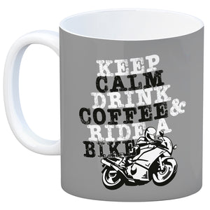Keep calm & ride a bike Kaffeebecher zum Thema Motorrad fahren