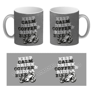 Keep calm & ride a bike Kaffeebecher zum Thema Motorrad fahren
