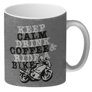 Keep calm & ride a bike Kaffeebecher zum Thema Motorrad fahren