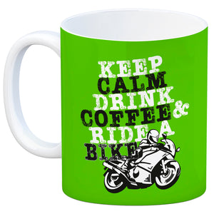 Keep calm & ride a bike Kaffeebecher zum Thema Motorrad fahren