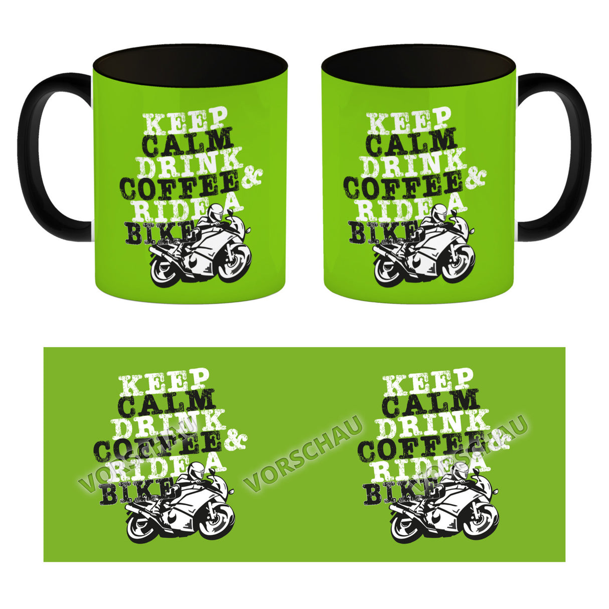 Keep calm & ride a bike Kaffeebecher zum Thema Motorrad fahren