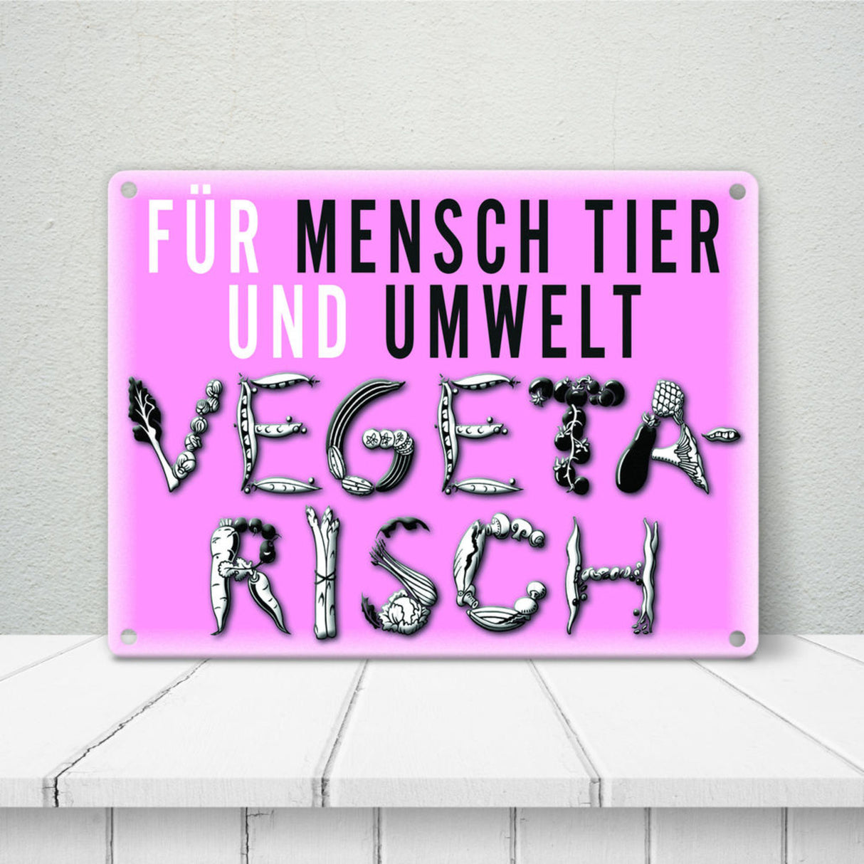 Gemüse Metallschild zum Thema Vegetarier