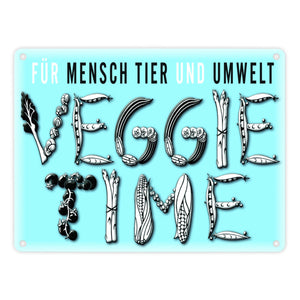 Veggie Time Gemüse Metallschild zum Thema Vegetarier