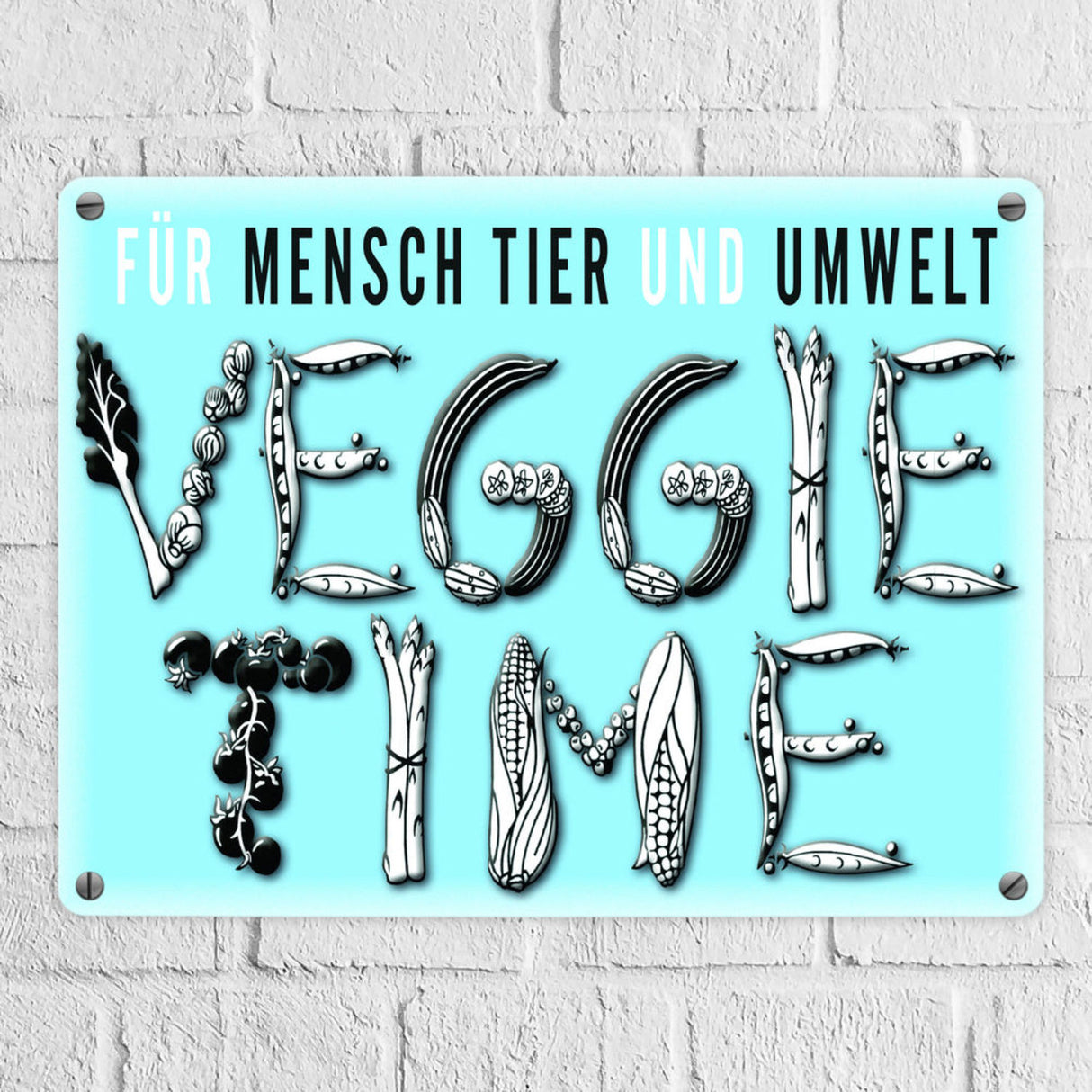 Veggie Time Gemüse Metallschild zum Thema Vegetarier