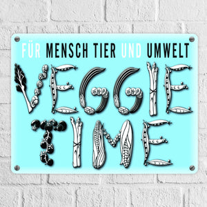 Veggie Time Gemüse Metallschild zum Thema Vegetarier