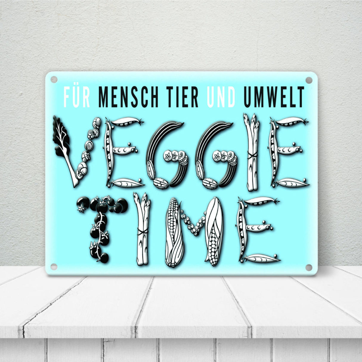 Veggie Time Gemüse Metallschild zum Thema Vegetarier