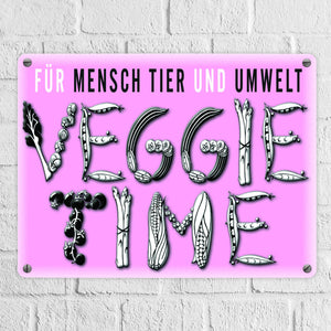 Veggie Time Gemüse Metallschild zum Thema Vegetarier