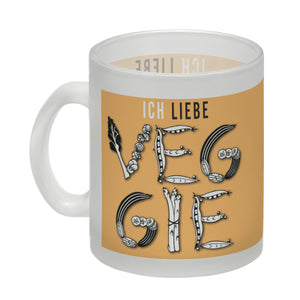 Ich liebe Veggie Kaffeebecher mit Gemüse Motiv in orange