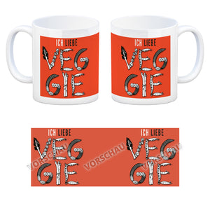 Ich liebe Veggie Kaffeebecher mit Gemüse Motiv in orange
