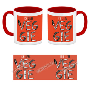 Ich liebe Veggie Kaffeebecher mit Gemüse Motiv in orange