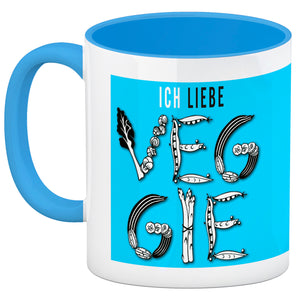 Ich liebe Veggie Kaffeebecher mit Gemüse Motiv in orange