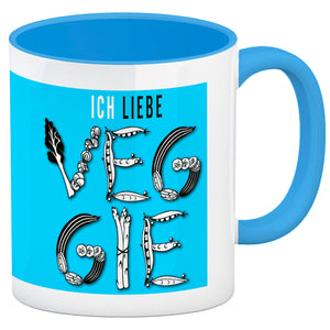 Ich liebe Veggie Kaffeebecher mit Gemüse Motiv in orange