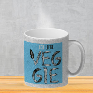 Ich liebe Veggie Kaffeebecher mit Gemüse Motiv in orange