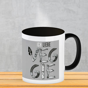 Ich liebe Veggie Kaffeebecher mit Gemüse Motiv in orange