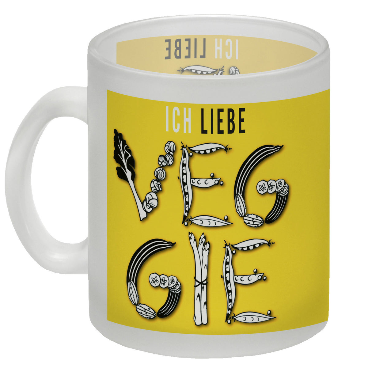 Ich liebe Veggie Kaffeebecher mit Gemüse Motiv in orange